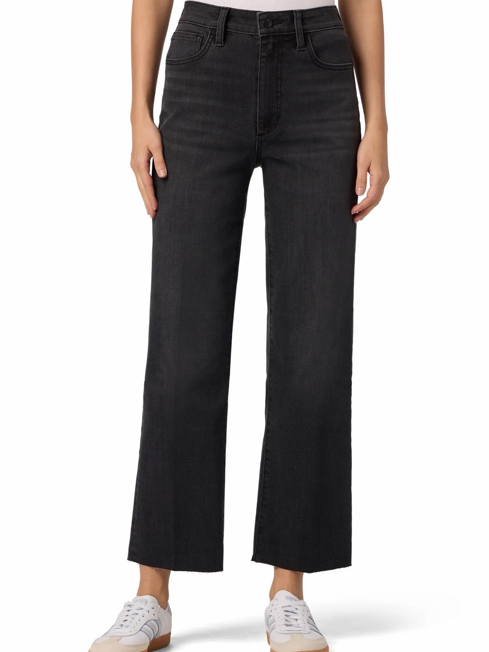 Joe's Jeans Black Wide-Leg High Rise Persephone Jeans w/Raw Hem